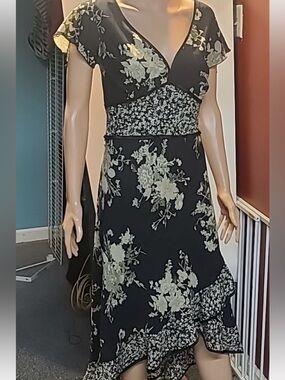 Black and Cream Floral Dress